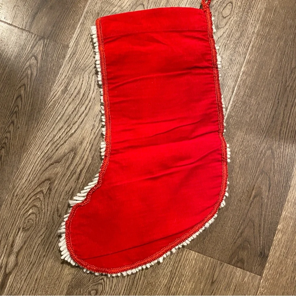 Vintage “Joy” Latch‎ Hook Yarn Design with Holly Accents and Red Corduroy